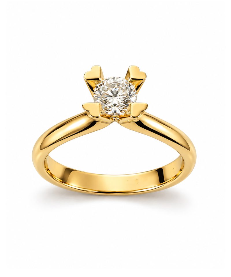 Enstensring i gult gull 0,40 ct