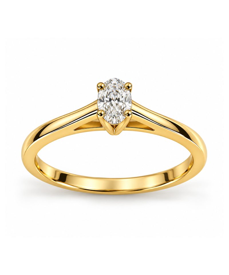 Enstensring i gult gull Oval 0,14 ct
