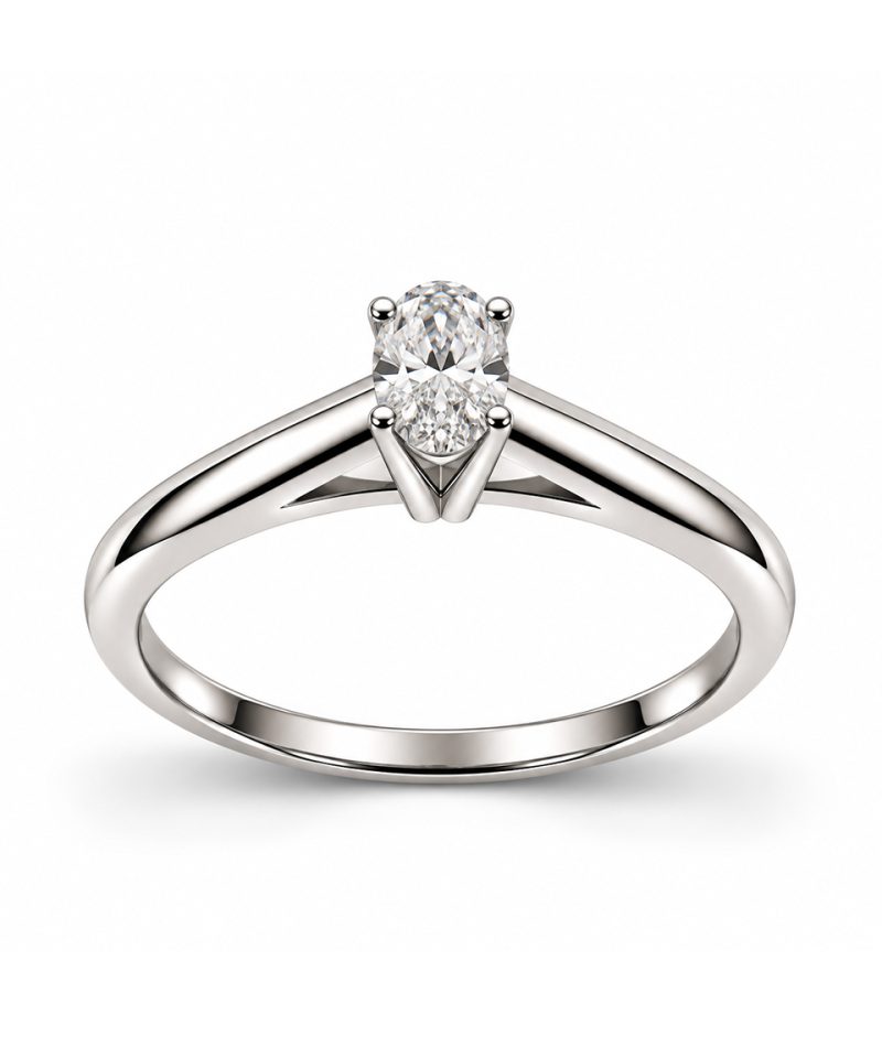Enstensring i hvitt gull Oval 0,20 ct