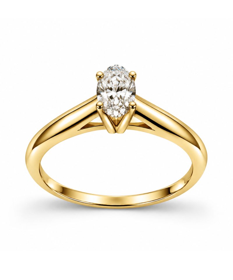 Enstensring i gult gull Oval 0,30 ct