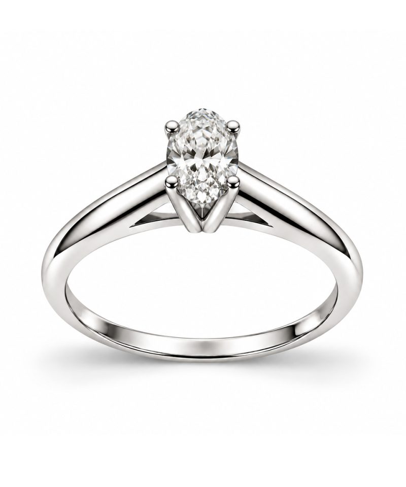 Enstensring i hvitt gull Oval 0,30 ct