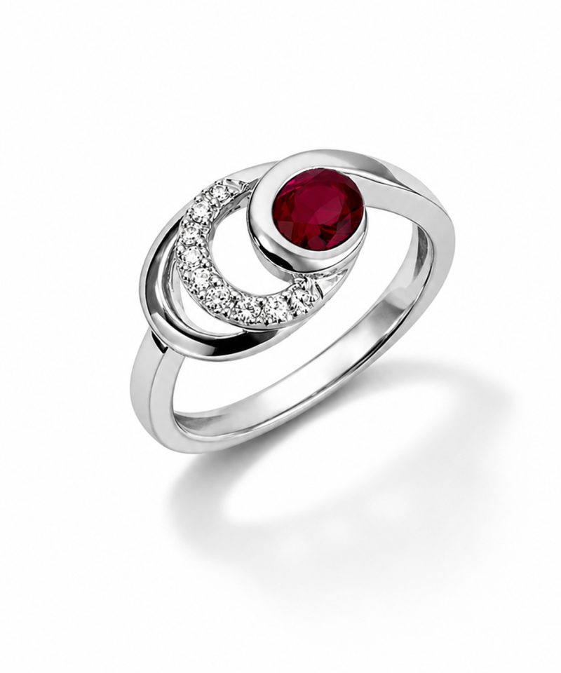 Ring i hvitt gull, Rubin og diamanter