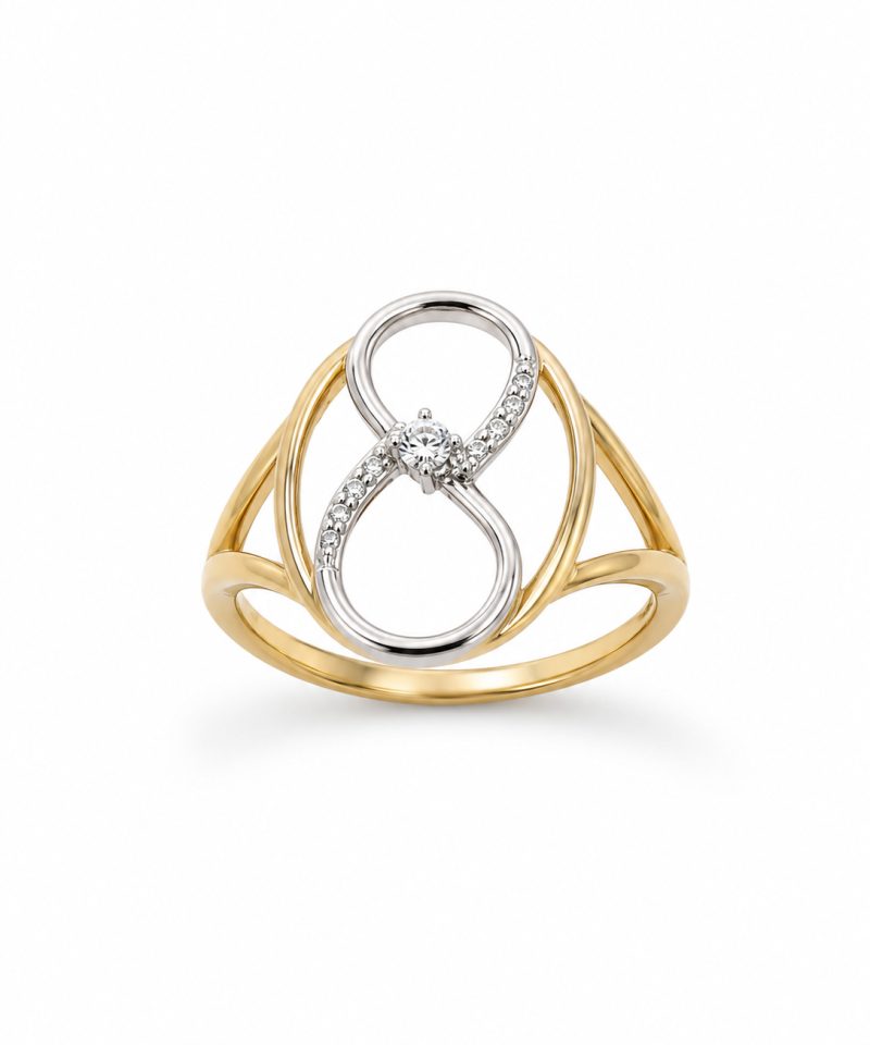 Ring Evighet i gull og hvitt gull med diamanter 0,08ct