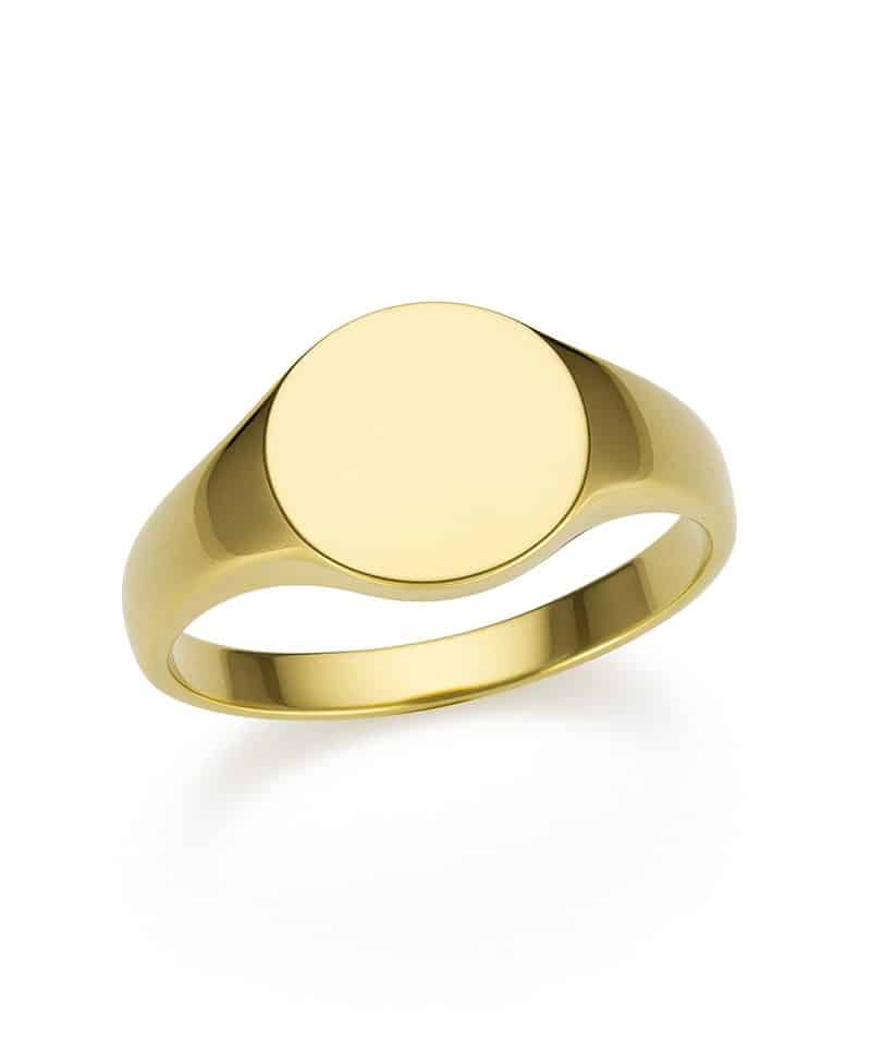 Signet ring i gull rund uten bunn