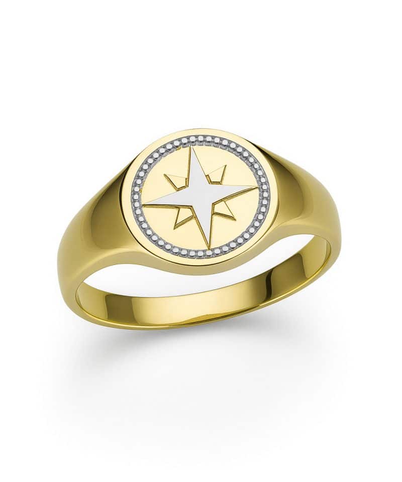 Ring i gull med hvittgull stjerne