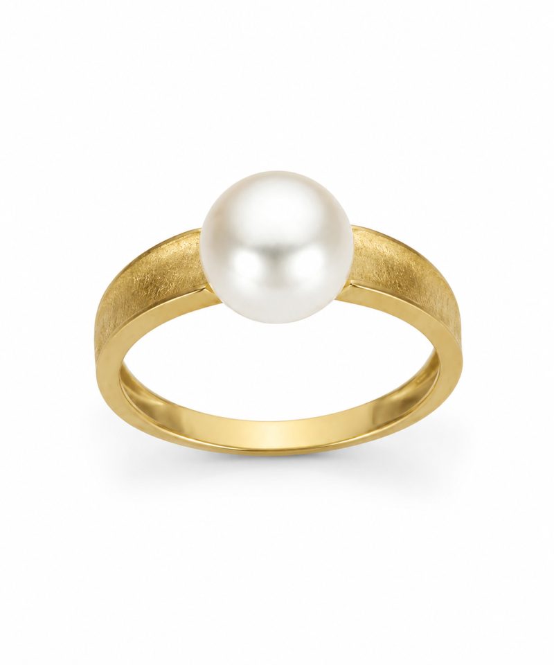 Ring i gull med ferskvannsperle 8.5-9mm
