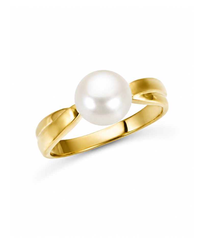 Ring i gull med ferskvannsperle 8.5-9mm