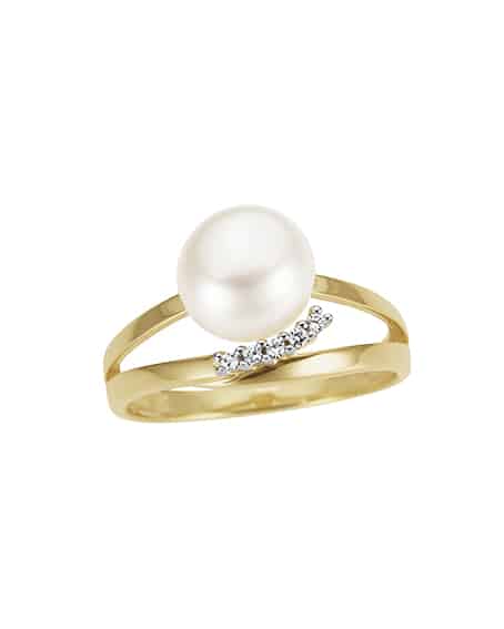 Ring i gull 0.05ct med perle