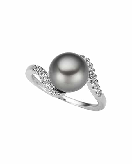 Ring hvitt gull med Tahiti perle og diamanter