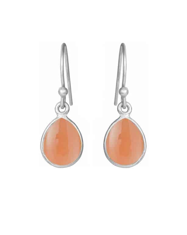 Ørepynt Dråpe Sølv - Peach Månestein