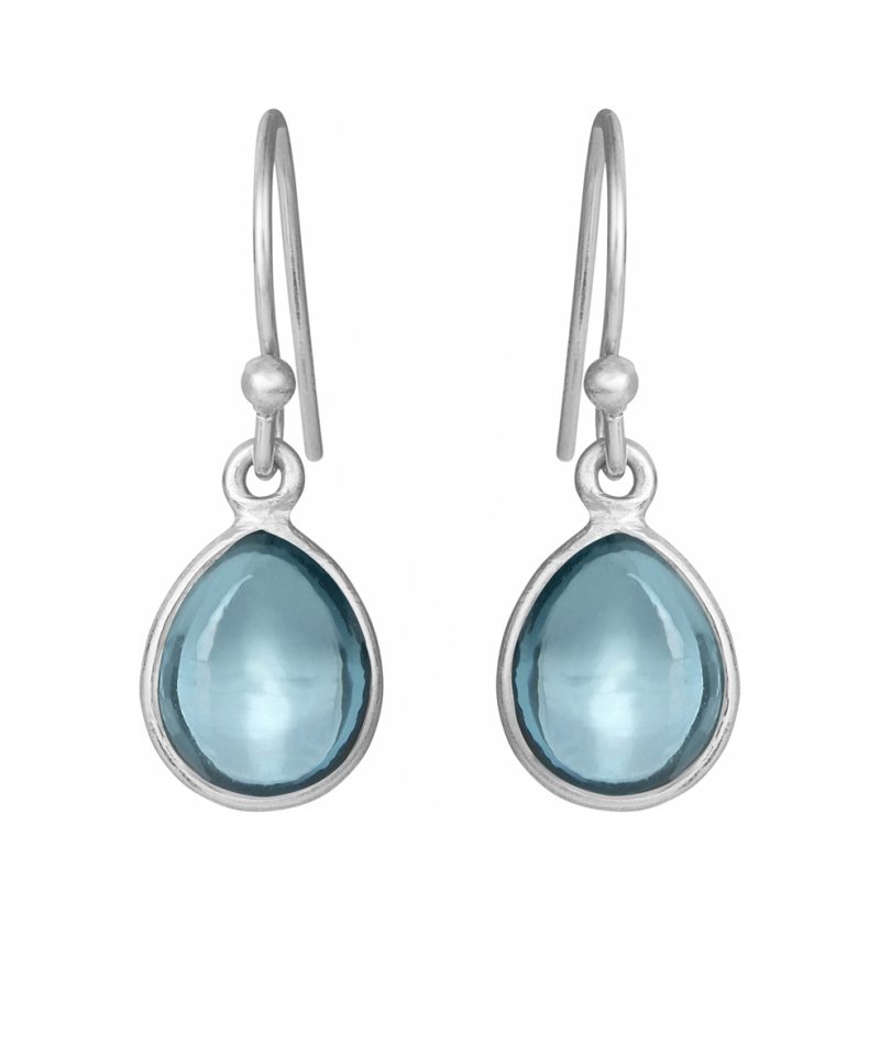 Ørepynt sølv dråpe - London blue krystal