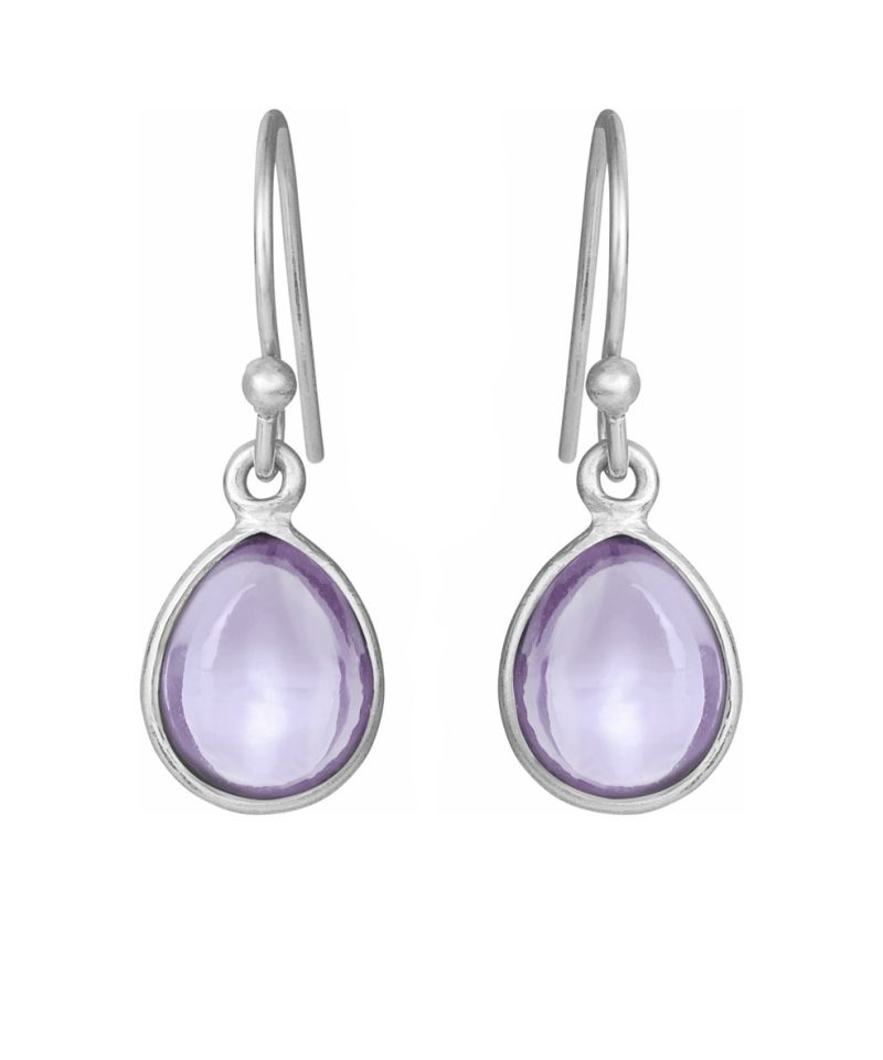 Ørepynt dråpe sølv - Lys ametyst