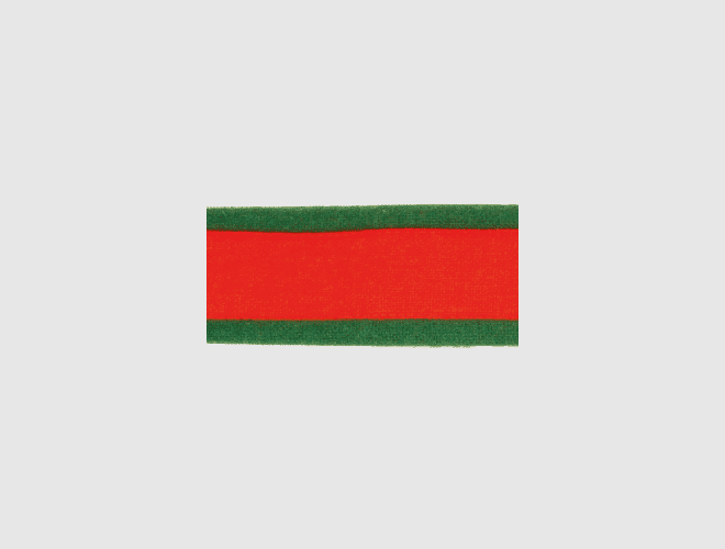 535009 stofflist Rød med Grønn kant