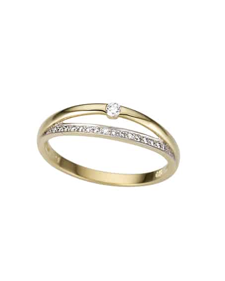 Ring Gult og Hvitt Gull 0.035ct W/Si