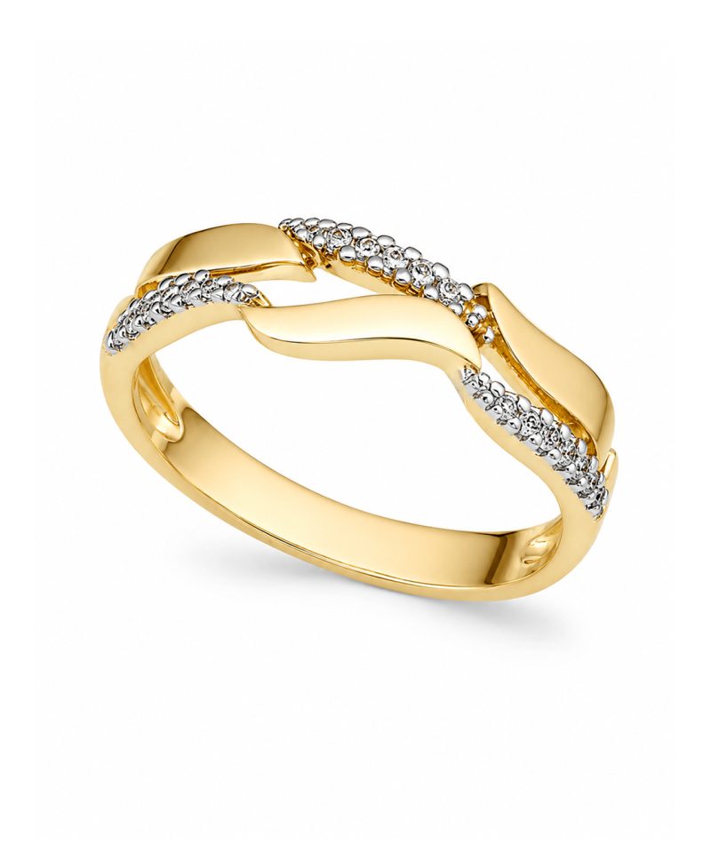 Ring i gult gull, Diamanter 0,07 ct