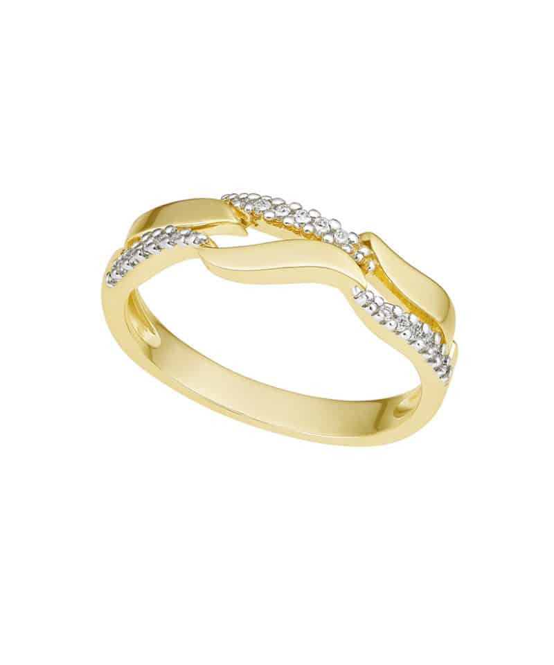 Ring gult gull med diamanter 0,07ct w/si