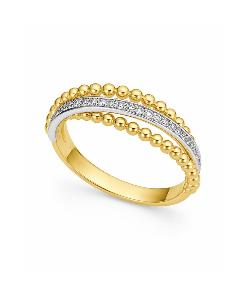 Ring hvitt og gult gull, Diamanter 0,12ct