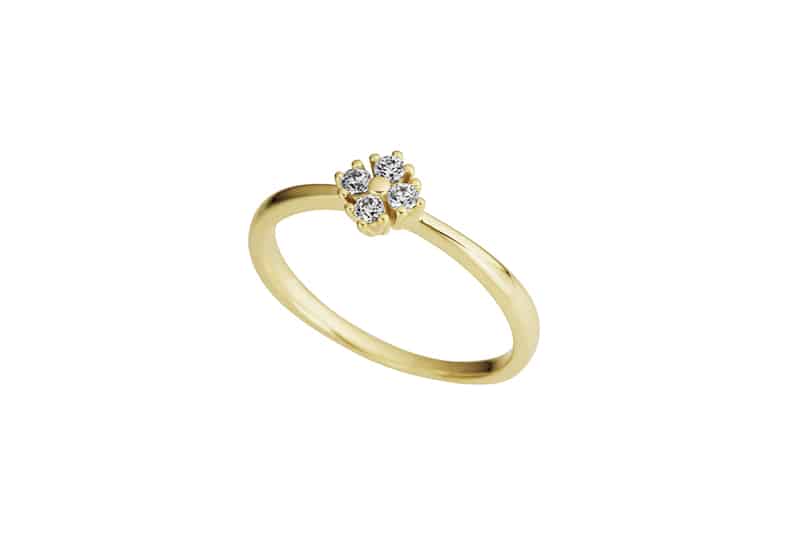 Ring gult gull med diamanter 0,13ct w/si