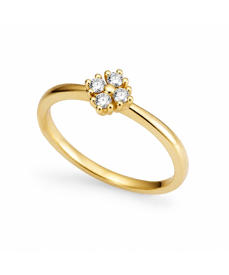 Ring i gult gull, Damanter 0,13 ct