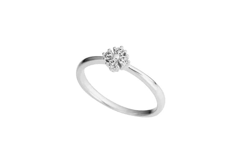 Ring hvitt gull med diamanter 0,13ct w/si