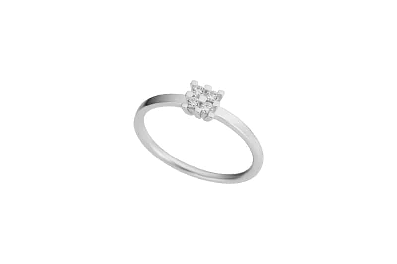Ring hvitt gull med diamanter 0,13ct w/si