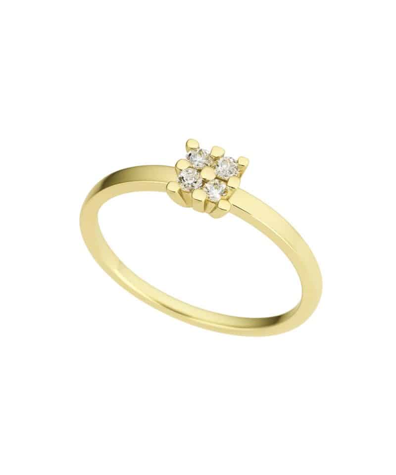 Ring gult gull med diamanter 0,13ct w/si