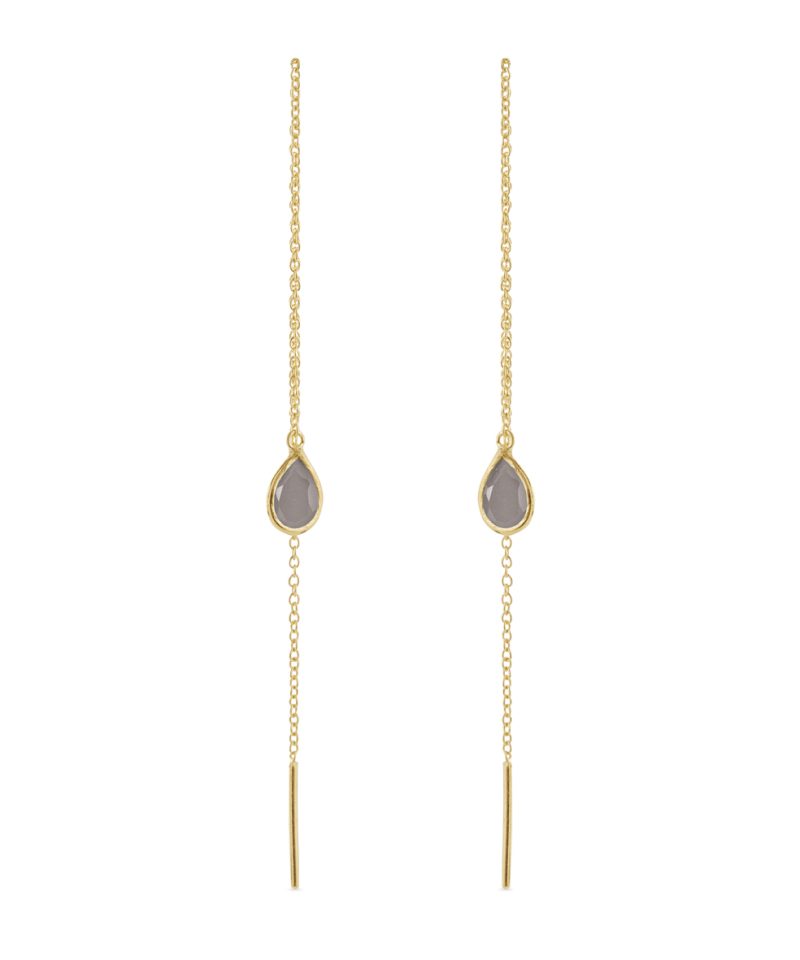 Balanse ørepynt forgylt - Grå agat