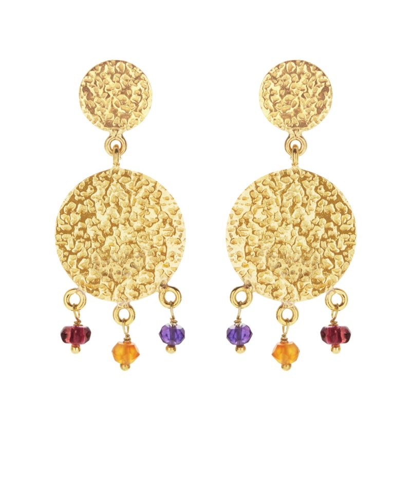 Øreringer Mix Ametyst, granat, karneol