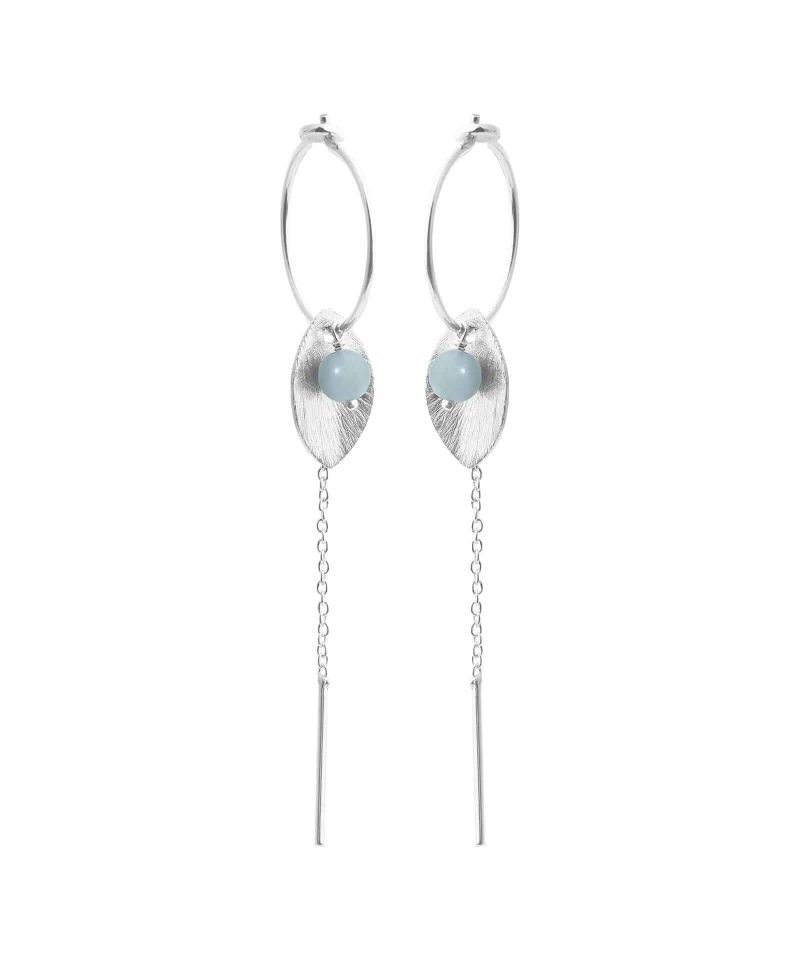 Creoler Sølv – 4mm Aquamarine D:15mm