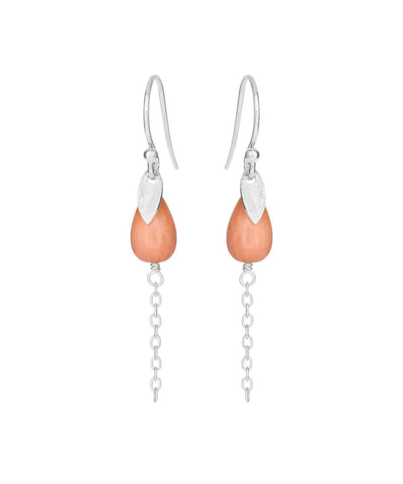 Ørepynt sølv lite blad og søbambus