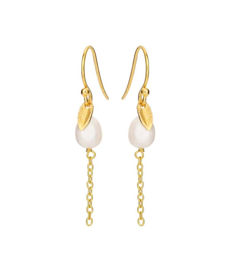 Ørepynt - Forgylt sølv med ferskvannsperler