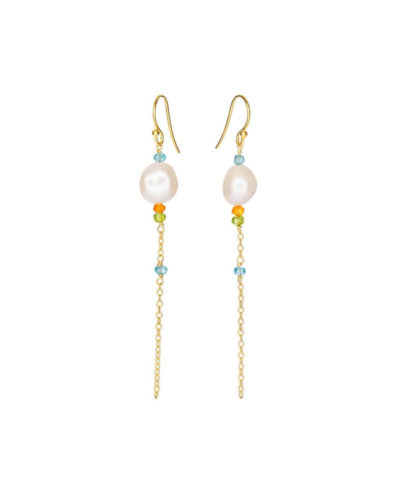 Ørepynt forgylt sølv med ferskvannsperle og mix