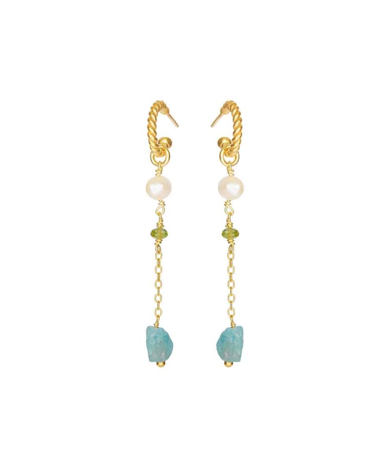 Creoler i forgylt sølv, fvp, peridot og apatitt