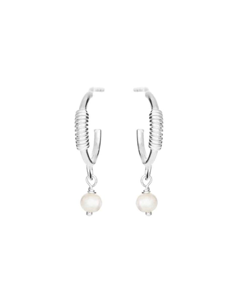 Øreringer i sølv 11mm - Ferskvannsperler