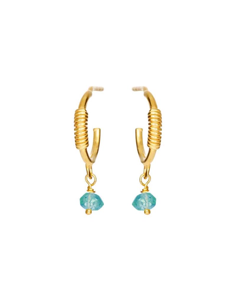 Øreringer - Forgylt sølv med apatitt