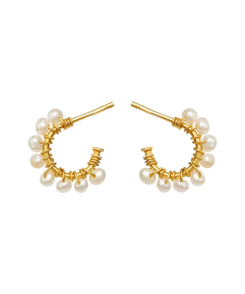 Ørering forgylt sølv med perle