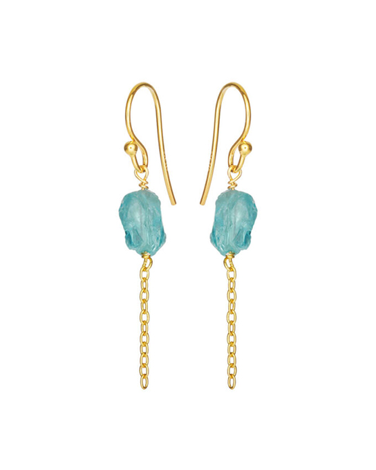 Ørepynt forgylt - rå apatit med kjede