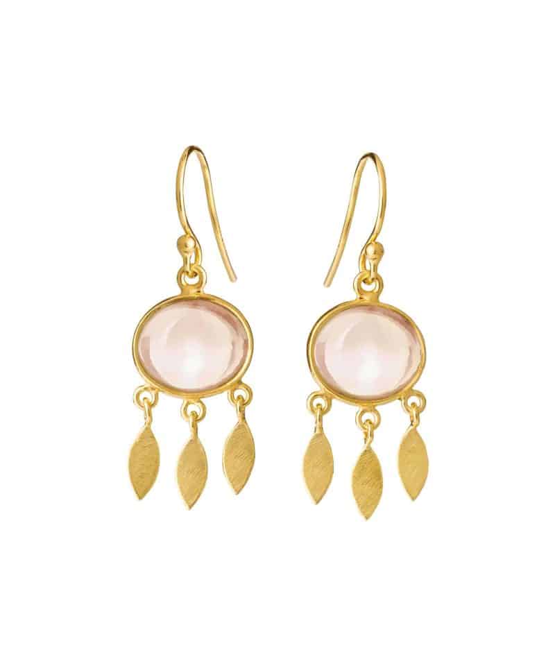 Ørepynt forgylt sølv med morganitt