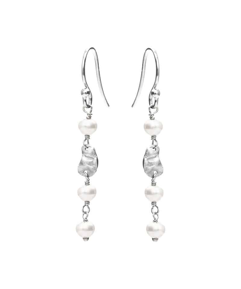 Ørepynt sølv med ferskvannsperler