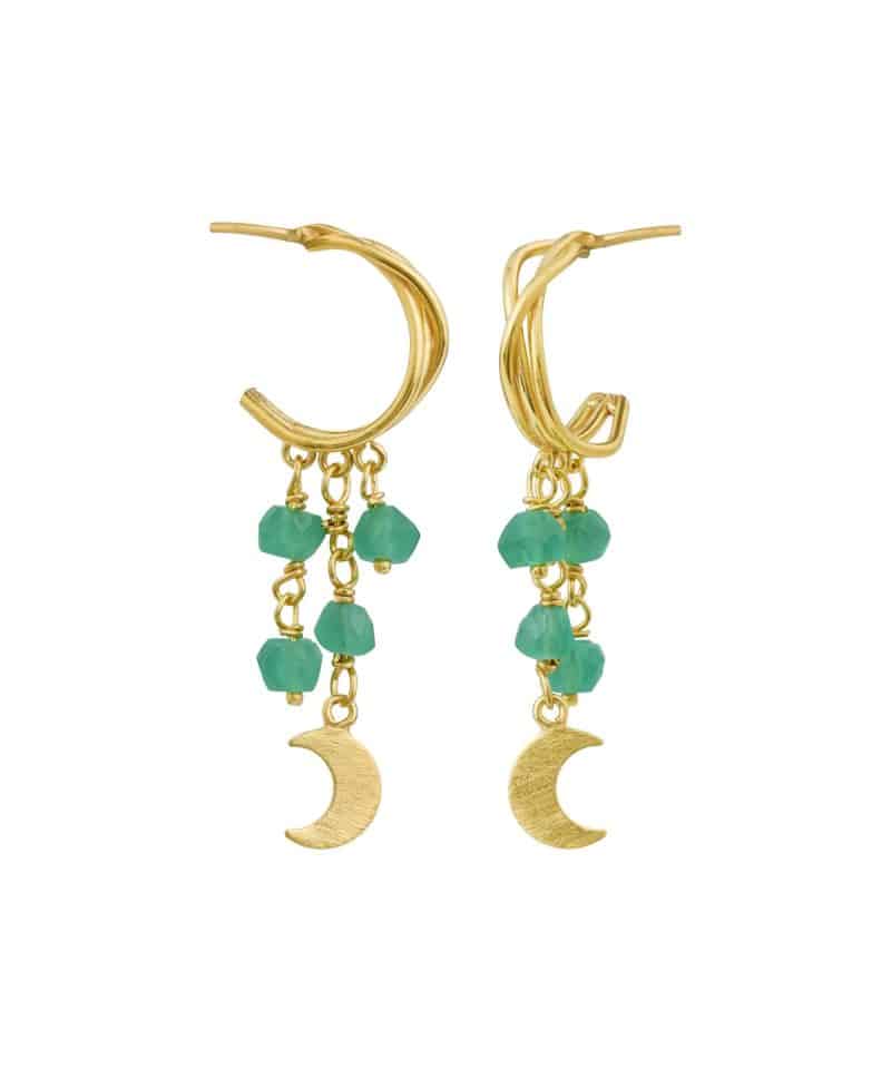 Ørepynt forgylt sølv med grønn agat