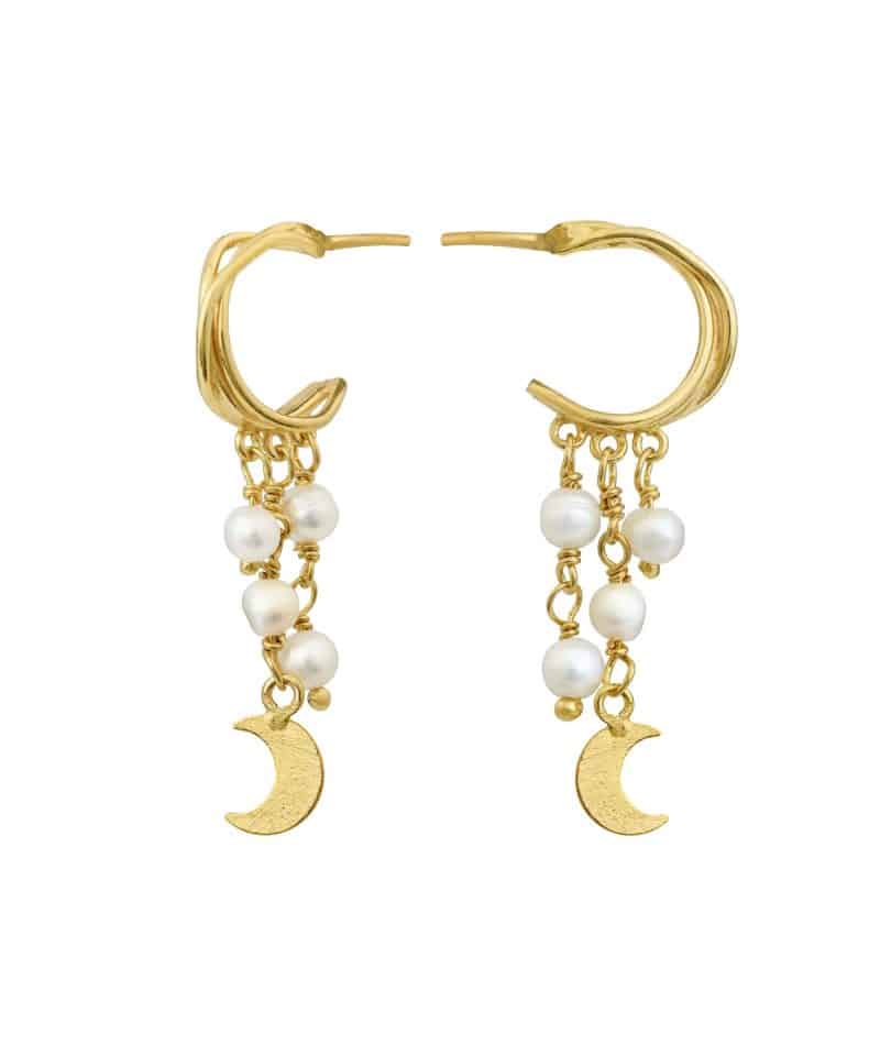 Ørepynt forgylt sølv med ferskvannsperle