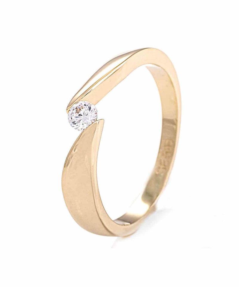 Ring gult gull med zirconia