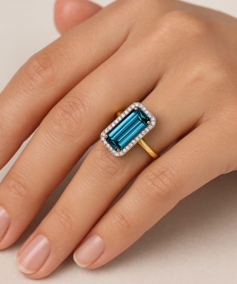 Alternative view of Ring gull med london blue topas og diamanter