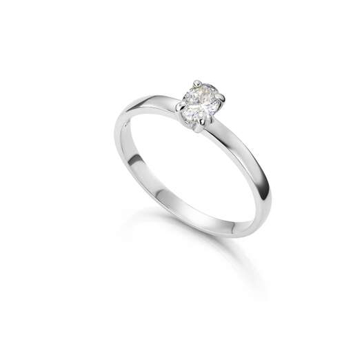 Enstensring Olivia i hvitt gull med oval diamant - 0,30ct
