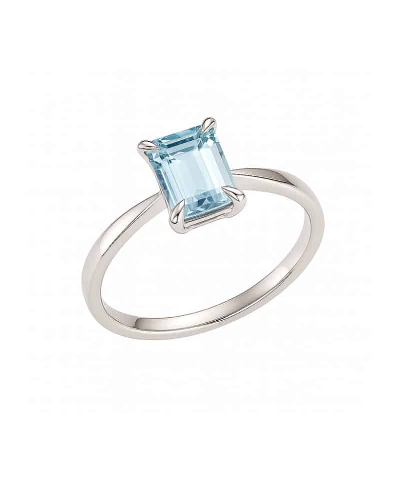 Ring hvitt gull med sky blue topas