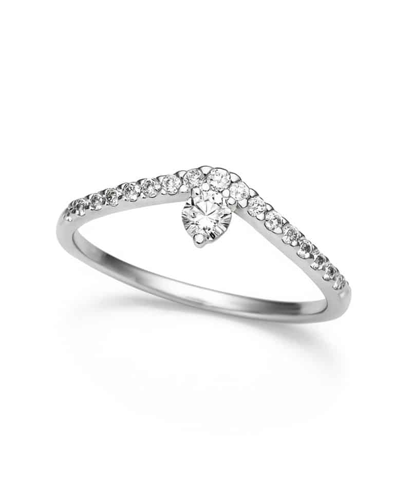 Ring hvitt gull med zirkonia