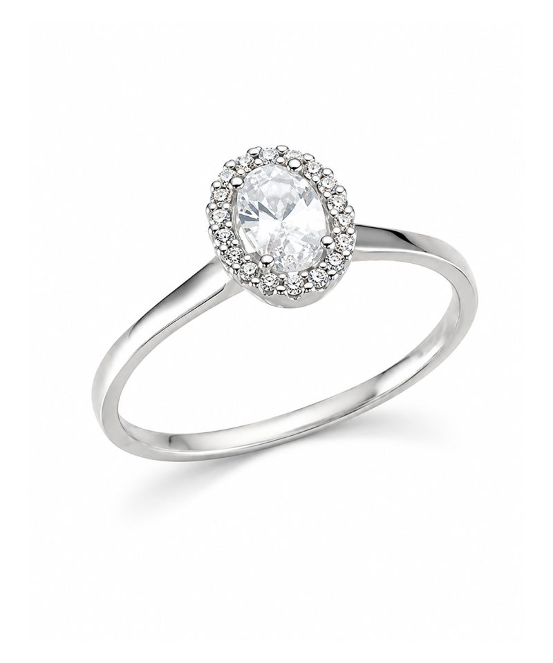 Ring i hvitt gull med zirconia