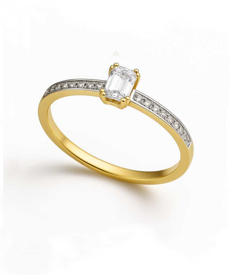 Ring i gult gull, Zirconia