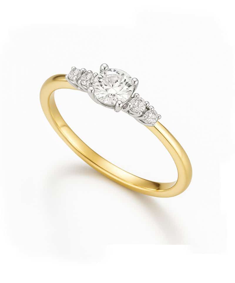 Ring i gult gull, Zirconia