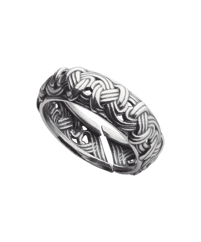 Ring ornament i oksidert sølv, brei